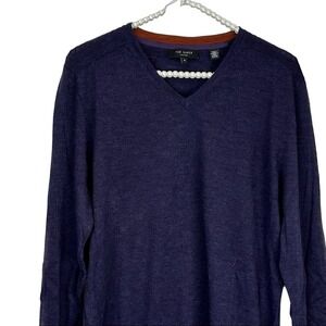 TED BAKER LONDON MENS V NECK 100% MERINO WOOL SWEATER EUX SZ 5 (XL)
